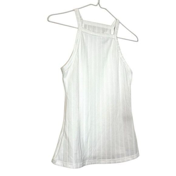 NWOT Shein EZwear Square Halter Neck Ribbed Textured Knit Tank Top White Medium - Picture 3 of 5